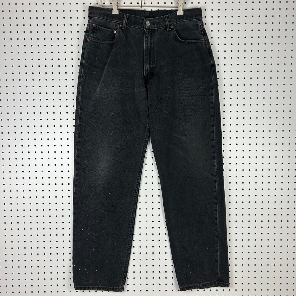 Levi's 550 Black Vintage Jeans 34x32 Red Tab‎ Baggy Relaxed Paint Work Wear y2K